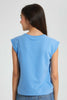 Redtag-Blue-Shortsleeve-Top-Cropped-Tops-Senior-Girls-9 to 14 Years