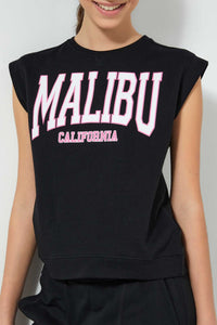 Redtag-Black-Shortsleeve-Top-Cropped-Tops-Senior-Girls-9 to 14 Years