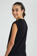تنزيل الصورة على معرض الصور، Redtag-Black-Shortsleeve-Top-Cropped-Tops-Senior-Girls-9 to 14 Years
