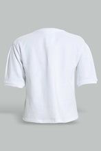 Load image into Gallery viewer, Redtag-White-Extended-Sleeve-Top-Cropped-Tops-Senior-Girls-9 to 14 Years
