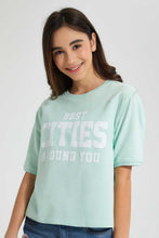 Load image into Gallery viewer, Redtag-Mint-Extended-Sleeve-Top-Cropped-Tops-Senior-Girls-9 to 14 Years
