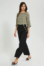 Load image into Gallery viewer, Redtag-Black-Button-Detail-Wideleg-Trouser-Trousers-Women&#39;s-
