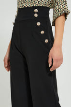 Load image into Gallery viewer, Redtag-Black-Button-Detail-Wideleg-Trouser-Trousers-Women&#39;s-
