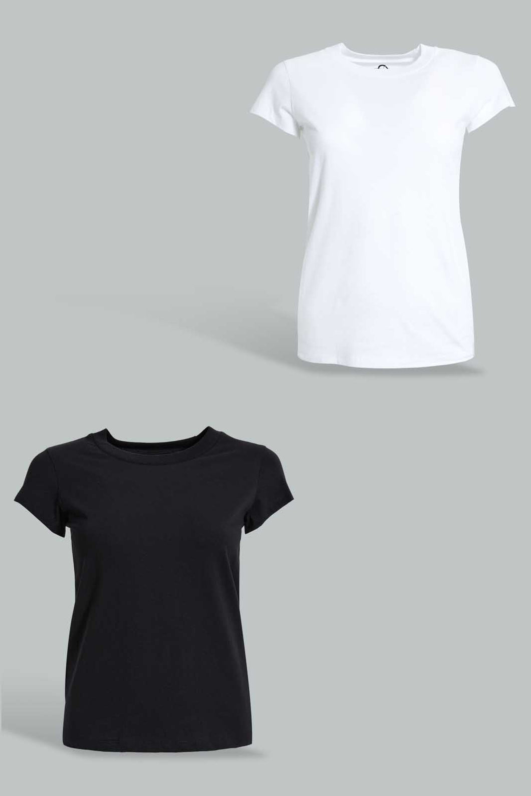 Redtag-White/Black-2Pcs-Pack-Top-Tops-Senior-Girls-9 to 14 Years