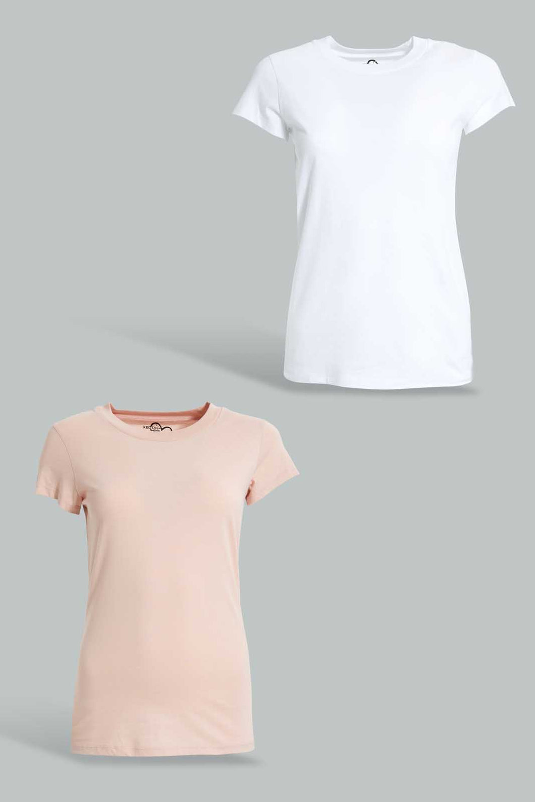Redtag-Pink/White-2Pcs-Pack-Top-Tops-Senior-Girls-9 to 14 Years