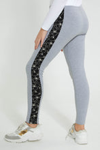 Load image into Gallery viewer, Redtag-Grey-Melange-Cut-&amp;-Sew-Pique-Legging-Leggings-Senior-Girls-9 to 14 Years
