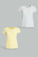 Load image into Gallery viewer, Redtag-Grey-Melange/Yellow-2Pcs-Pack-Top-Tops-Senior-Girls-9 to 14 Years
