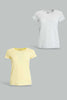 Redtag-Grey-Melange/Yellow-2Pcs-Pack-Top-Tops-Senior-Girls-9 to 14 Years