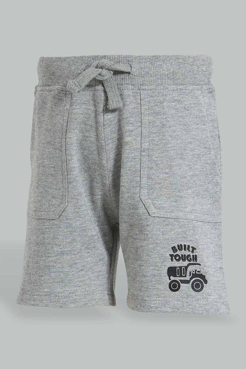 Redtag-Grey-Active-Shorts-With-Placement-Print-Colour:Grey,-Filter:Infant-Boys-(3-to-24-Mths),-Infant-Boys-Shorts,-New-In,-New-In-INB,-Non-Sale,-S22B,-Section:Kidswear,-TBL-Infant-Boys-3 to 24 Months