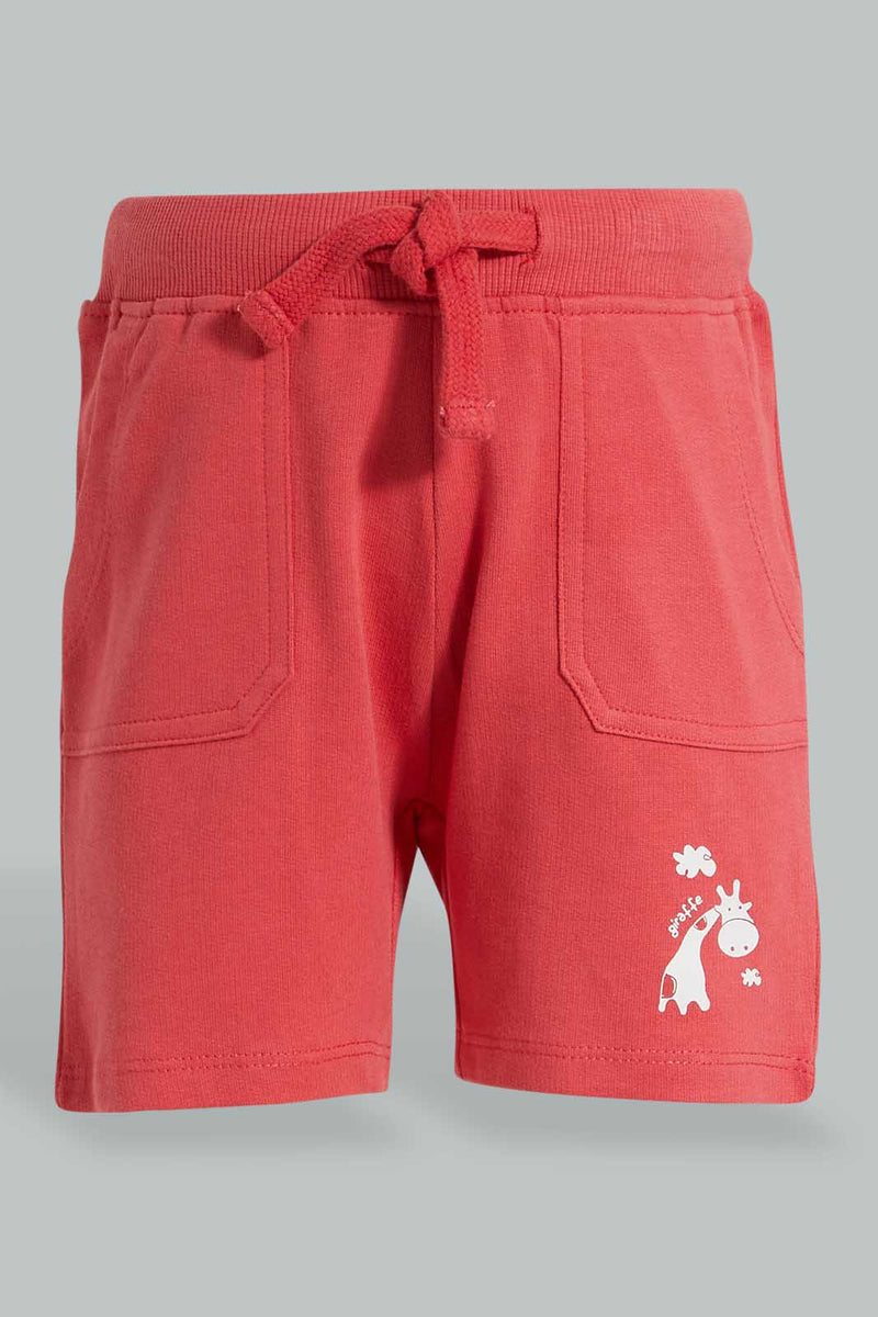 Redtag-Red-Active-Shorts-With-Placement-Print-Colour:Red,-Filter:Infant-Boys-(3-to-24-Mths),-Infant-Boys-Shorts,-New-In,-New-In-INB,-Non-Sale,-S22B,-Section:Kidswear,-TBL-Infant-Boys-3 to 24 Months