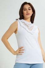 Load image into Gallery viewer, Redtag-White-Lace-Yoke-Detail-Top-Blouses-Women&#39;s-
