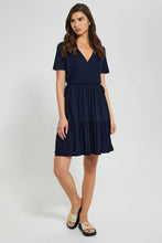 Load image into Gallery viewer, Redtag-Navy-Wrap-Skater-Dress-Dresses-Women&#39;s-
