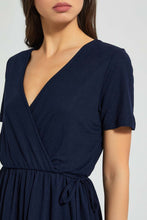 Load image into Gallery viewer, Redtag-Navy-Wrap-Skater-Dress-Dresses-Women&#39;s-
