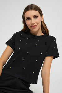 Redtag-Black-Shortsleeve-Crop-Top-With-Studs-All-Over-Graphic-Prints-Women's-