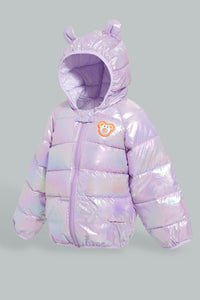 Redtag-Lilac-Heavy-Padded-Solid-Puffer-Jacket-Jackets-Infant-Girls-3 to 24 Months