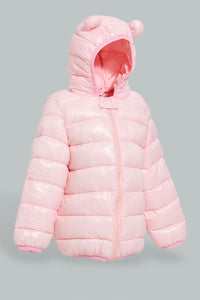 Redtag-Pink-Heavy-Padded-Floral-Printed-Puffer-Jacket-Jackets-Infant-Girls-3 to 24 Months
