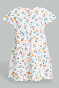 Redtag-Mint-Floral-Printed-Tierd-Dress-Dresses-Infant-Girls-3 to 24 Months