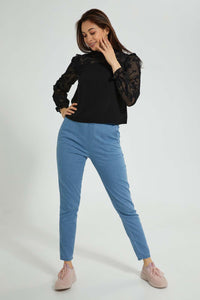 Redtag-White-Jacquard-Yoke-&-Sleeve-Detail-Blouse-Blouses-Women's-