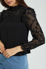 تنزيل الصورة على معرض الصور، Redtag-White-Jacquard-Yoke-&amp;-Sleeve-Detail-Blouse-Blouses-Women&#39;s-

