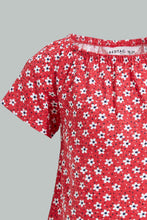 Load image into Gallery viewer, Redtag-Red-Flower-Aop-Fashion-Tee-Colour:Red,-Filter:Infant-Girls-(3-to-24-Mths),-Infant-Girls-T-Shirts,-New-In,-New-In-ING,-Non-Sale,-S22B,-Section:Kidswear-Infant-Girls-3 to 24 Months
