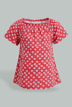 Load image into Gallery viewer, Redtag-Red-Flower-Aop-Fashion-Tee-Colour:Red,-Filter:Infant-Girls-(3-to-24-Mths),-Infant-Girls-T-Shirts,-New-In,-New-In-ING,-Non-Sale,-S22B,-Section:Kidswear-Infant-Girls-3 to 24 Months
