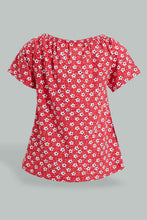 Load image into Gallery viewer, Redtag-Red-Flower-Aop-Fashion-Tee-Colour:Red,-Filter:Infant-Girls-(3-to-24-Mths),-Infant-Girls-T-Shirts,-New-In,-New-In-ING,-Non-Sale,-S22B,-Section:Kidswear-Infant-Girls-3 to 24 Months
