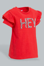 Load image into Gallery viewer, Redtag-Red-Placement-Print-Fashion-Tee-Colour:Red,-Filter:Infant-Girls-(3-to-24-Mths),-Infant-Girls-T-Shirts,-New-In,-New-In-ING,-Non-Sale,-S22B,-Section:Kidswear-Infant-Girls-3 to 24 Months
