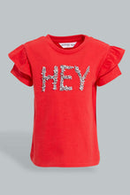 Load image into Gallery viewer, Redtag-Red-Placement-Print-Fashion-Tee-Colour:Red,-Filter:Infant-Girls-(3-to-24-Mths),-Infant-Girls-T-Shirts,-New-In,-New-In-ING,-Non-Sale,-S22B,-Section:Kidswear-Infant-Girls-3 to 24 Months
