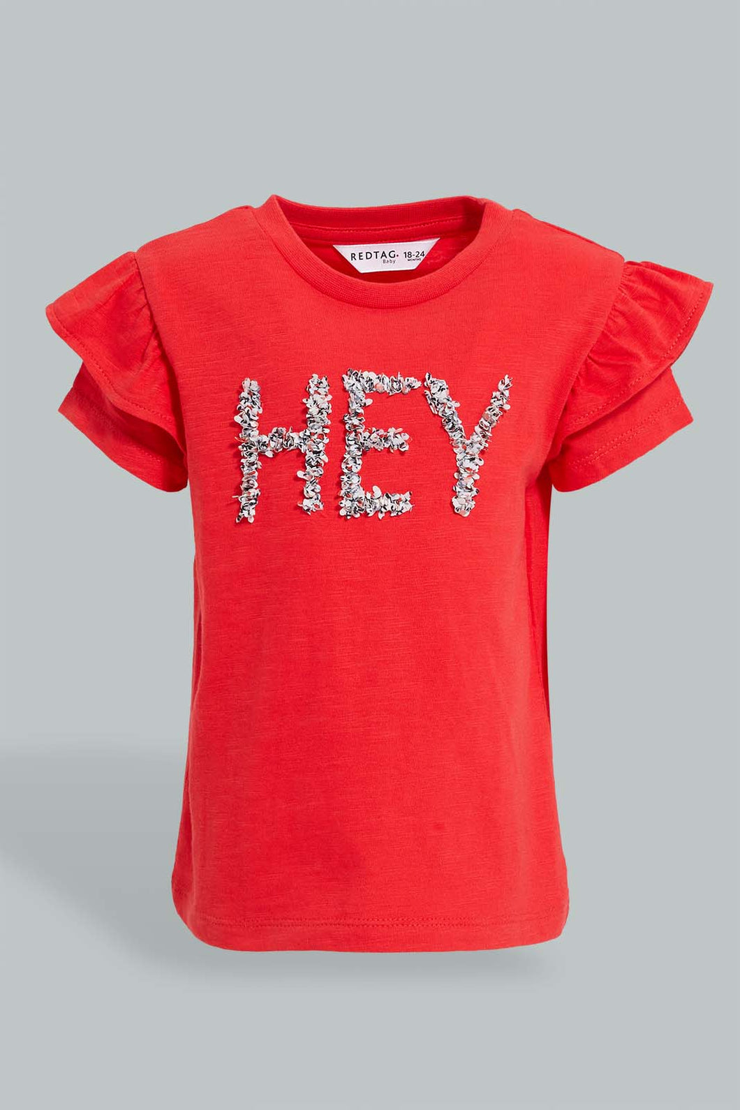 Redtag-Red-Placement-Print-Fashion-Tee-Colour:Red,-Filter:Infant-Girls-(3-to-24-Mths),-Infant-Girls-T-Shirts,-New-In,-New-In-ING,-Non-Sale,-S22B,-Section:Kidswear-Infant-Girls-3 to 24 Months