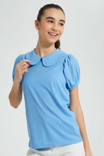 Load image into Gallery viewer, Redtag-Blue-Peter-Pan-Rib-Top-Plain-Senior-Girls-9 to 14 Years
