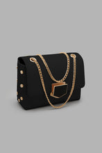 Load image into Gallery viewer, Redtag-Black-Clutch-Bag-With-Lock-Clutches-Women-
