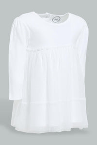 Redtag-White-Long-Sleeve-Tutu-Dress-Colour:White,-Filter:Baby-(0-to-12-Mths),-NBF-Dresses,-New-In,-New-In-NBF,-Non-Sale,-S22B,-Section:Kidswear-Baby-0 to 12 Months