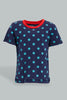 Redtag-Red-And-Navy-Car-Printed-Pj-Set-Top-Bottom-Shorts-(4-Pack)-Colour:Red,-Filter:Infant-Boys-(3-to-24-Mths),-Infant-Boys-Pyjama-Sets,-New-In,-New-In-INB,-Non-Sale,-S22B,-Section:Kidswear-Infant-Boys-3 to 24 Months