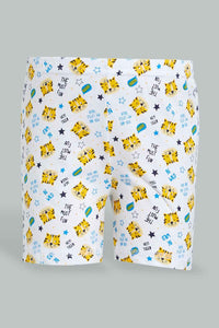 Redtag-Grey-And-White-Tiger-Printed-Pj-Set-Top-Bottom-Shorts-(4-Pack)-Colour:Grey,-Filter:Infant-Boys-(3-to-24-Mths),-Infant-Boys-Pyjama-Sets,-New-In,-New-In-INB,-Non-Sale,-S22B,-Section:Kidswear-Infant-Boys-3 to 24 Months