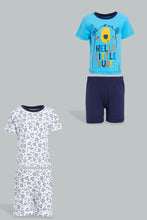 Load image into Gallery viewer, Redtag-Blue-And-White-Bear-Printed-Pj-Set-Top-Bottom-Shorts(4-Pack)-Colour:Blue,-Filter:Infant-Boys-(3-to-24-Mths),-Infant-Boys-Pyjama-Sets,-New-In,-New-In-INB,-Non-Sale,-S22B,-Section:Kidswear-Infant-Boys-3 to 24 Months
