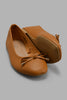 Redtag-Tan-Ballerina-With-Bow-Trim-Ballerinas-Women's-