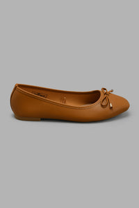 Redtag-Tan-Ballerina-With-Bow-Trim-Ballerinas-Women's-