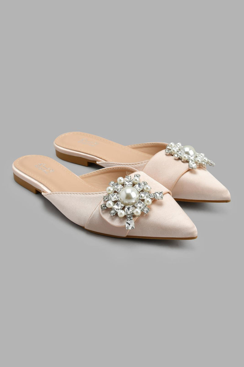 Redtag-Taupe-Satin-Mule-With-Pearl-Trim-Mules-Women's-