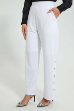 Load image into Gallery viewer, Redtag-White-Button-Detail-Trouser-Trousers-Women&#39;s-
