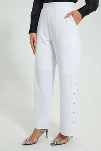 Redtag-White-Button-Detail-Trouser-Trousers-Women's-