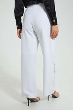 Load image into Gallery viewer, Redtag-White-Button-Detail-Trouser-Trousers-Women&#39;s-
