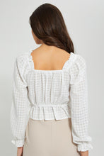 تنزيل الصورة على معرض الصور، Redtag-White-Check-Peplum-Blouse-Blouses-Women&#39;s-
