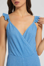 تنزيل الصورة على معرض الصور، Redtag-Blue-Polka-Dot-Wrap-Top-Jumpsuit-Dresses-Women&#39;s-
