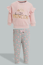 تنزيل الصورة على معرض الصور، Redtag-Pink-Sweat-Top-With-Aop-Legging-Jog-Sets-Infant-Girls-3 to 24 Months
