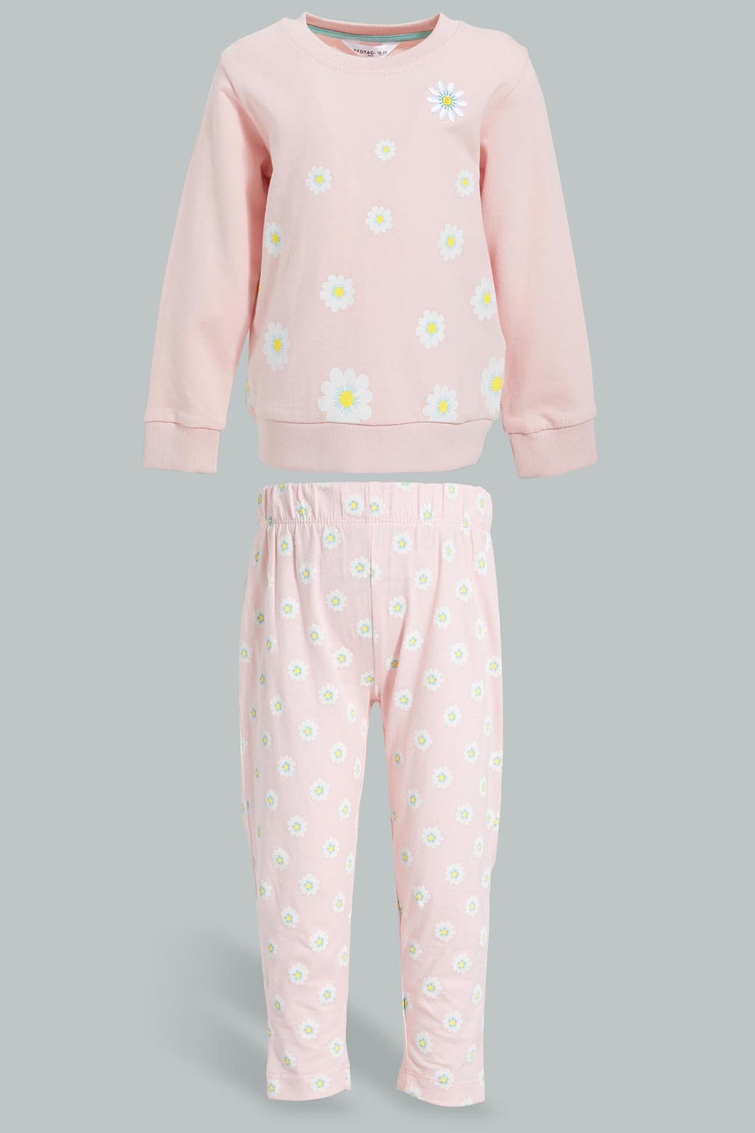 Redtag-Pink-Butterfly-Printed-Sweat-Topwith-Printed-Legging-Jog-Sets-Infant-Girls-3 to 24 Months