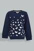 Redtag-Navy-Butterfly-Printed-Sweat-Top-With-Printed-Legging-Jog-Sets-Infant-Girls-3 to 24 Months