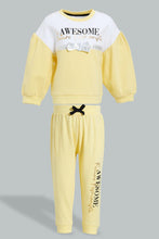 تنزيل الصورة على معرض الصور، Redtag-Yellow-Embroideredellished-Set-Jog-Sets-Infant-Girls-3 to 24 Months
