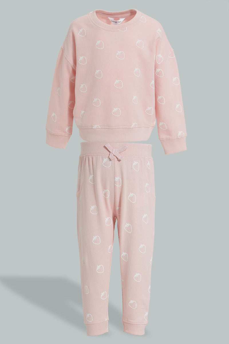 Redtag-Dusty-Pink-Heart-Aop-Jog-Suit-Jog-Sets-Infant-Girls-3 to 24 Months