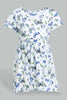 Redtag-White-Butterfly-Printed-Sleeveless-Dress-Dresses-Infant-Girls-3 to 24 Months