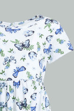 Load image into Gallery viewer, Redtag-White-Butterfly-Printed-Sleeveless-Dress-Dresses-Infant-Girls-3 to 24 Months
